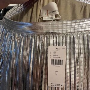 New with tags Anthropologie Metallic Silver A-Line Skirt
